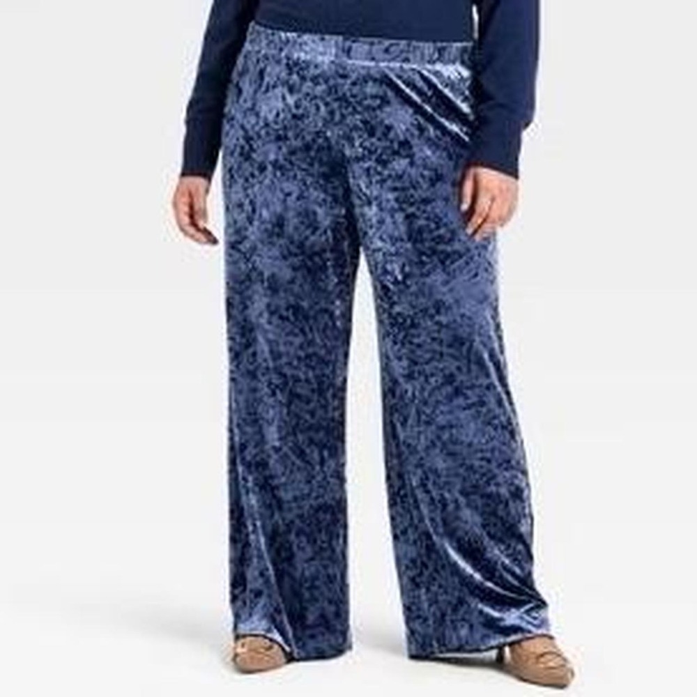 A New Day Women's Crushed Velour Pull On Pants Elastic Waist with Pockets